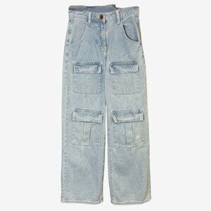 Denim cargo jeans XS lightwash 4 cargo pockets high waist wide leg